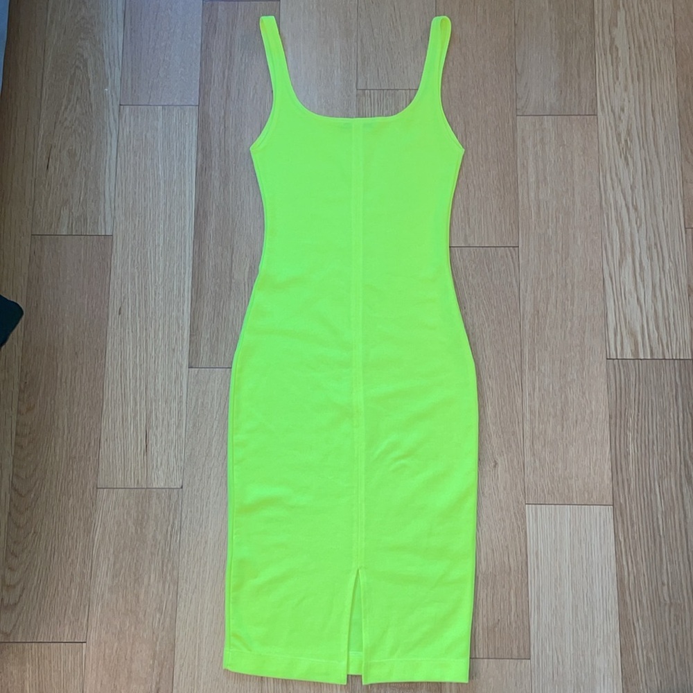 Zara Neon Yellow Bodycon Dress - Picture 2 of 4